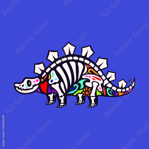 Stegosaurus Dia de muerto, day of the dead