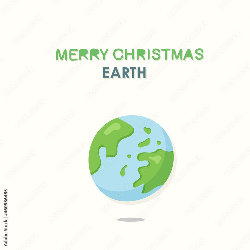 Planet earth postcard with inscription merry christmas earth