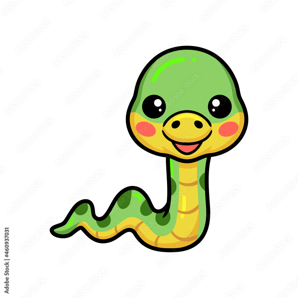 Cute little green snake cartoon Cute little green snake cartoon