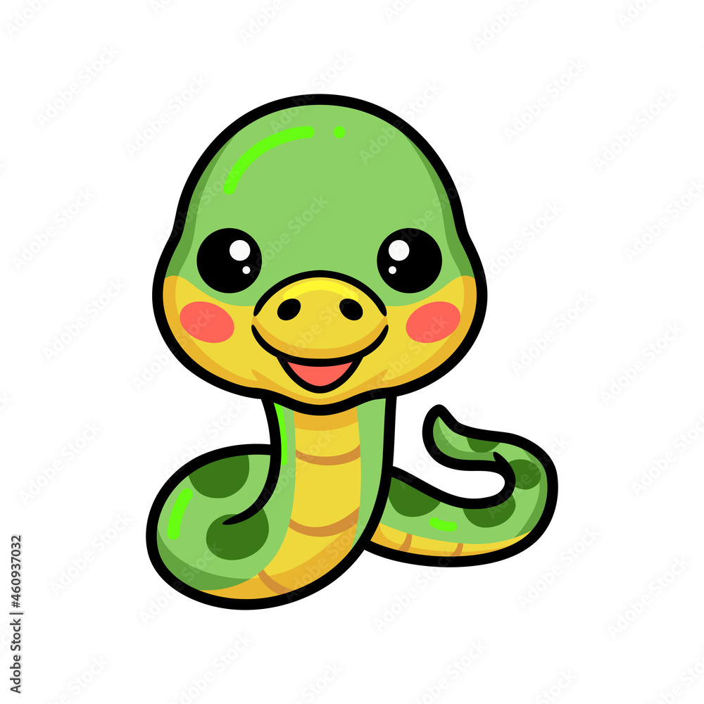 Fototapeta premium Cute little green snake cartoon