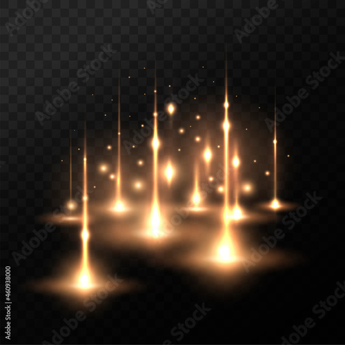 Golden special effect. Magical sparkling radiance