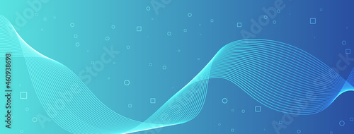 modern, elegant, wave, lines, curve, abstract, circles, squares, blue, blue grotto