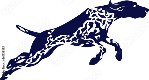 Simple Flat Silhouette of German Shorthaired Pointer Jumping  photo