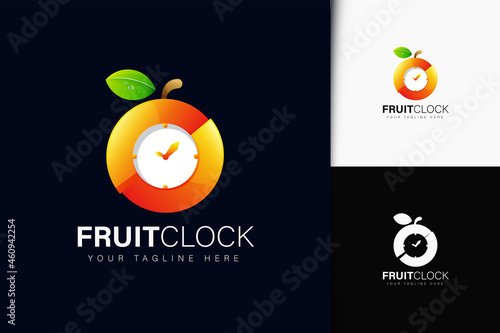 Fruit clock logo design with gradient