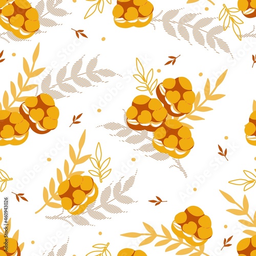 Organic Homemade Delicious Cream Puff Pastry Vector Graphic Seamless Pattern