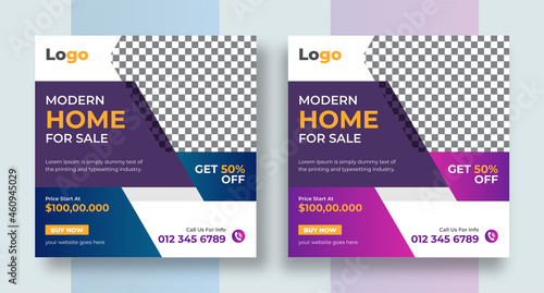   Modern Real estate home for sale instagram post or flyer square template   © Abu Raihan