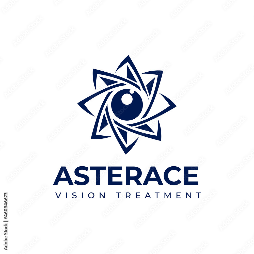 Obraz premium asterace treatment logo, abstract vector flower with eye side