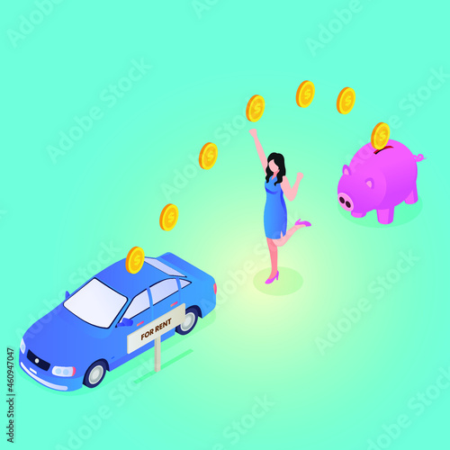 Car rental owner 3d isometric vector illustration concept for banner, website, landing page, ads, flyer