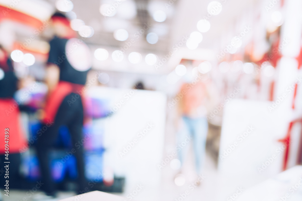 Fototapeta premium Abstract blurred inside of suki restaurant with customer group