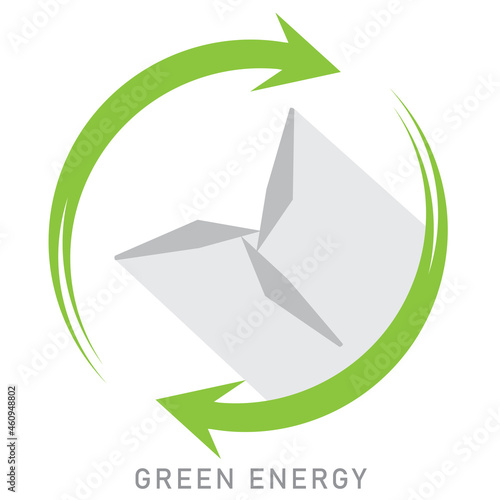 Wind energy logo. Green energy concept. Wind turbine flat design symbol. Vector and illustration design.