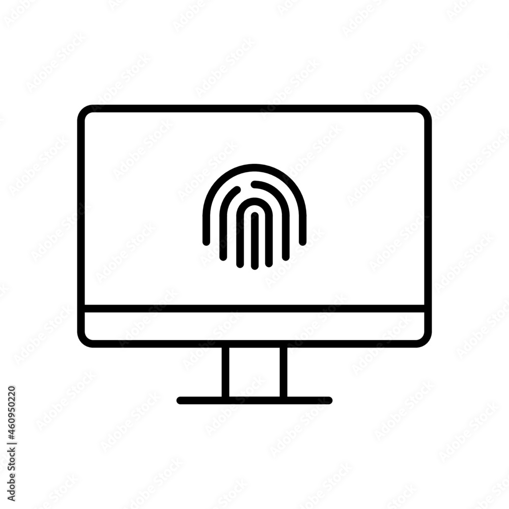 desktop fingerprint line icon vector design, editable stroke line icon desktop fingerprint line icon vector design, editable stroke line icon