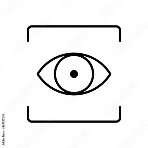 eye detection iris scan line icon vector design, editable stroke line icon