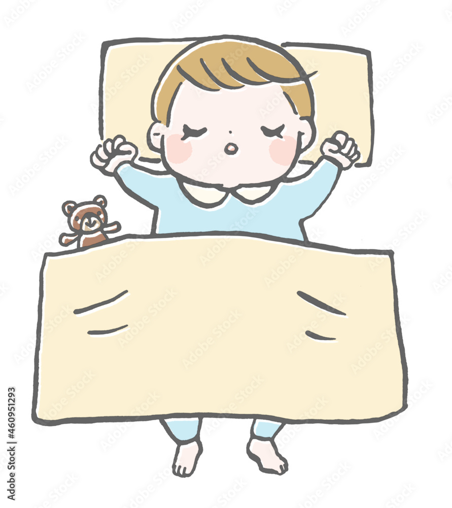 お昼寝する赤ちゃんのイラスト