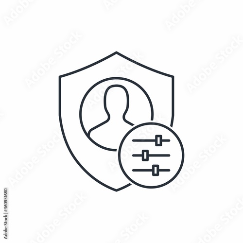 Personalization of publicly available private data. Vector linear icon isolated on white background.