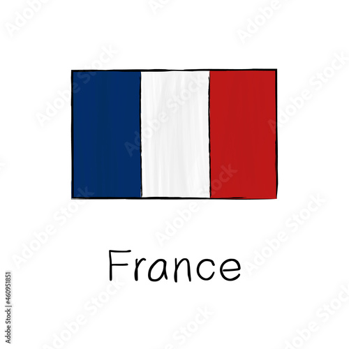 France flag with outline and signature isolated on a white background. Hand drawn color vector illustration in sketch style. Free Download France flag with outline and signature isolated on a white background. Hand drawn color vector illustration in sketch style. - GFXLoad