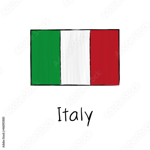 Free Download Italy flag with outline and signature isolated on a white background. Hand drawn color vector illustration in sketch style. - GFXLoad