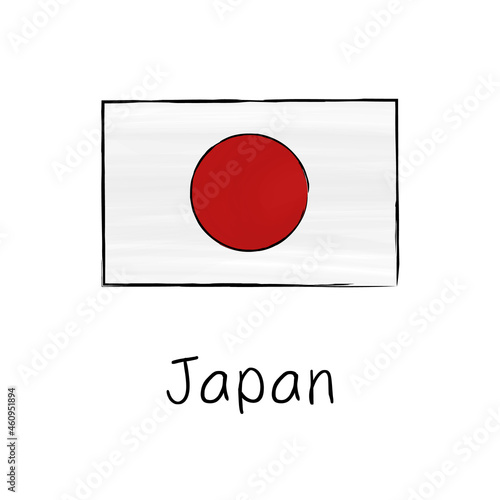 Japan flag with outline and signature isolated on a white background. Hand drawn color vector illustration in sketch style. Free Download Japan flag with outline and signature isolated on a white background. Hand drawn color vector illustration in sketch style. - GFXLoad