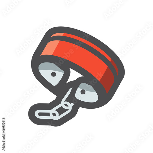Shackles Chain and red bracelet Vector icon Cartoon illustration.