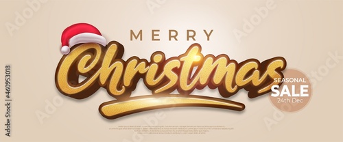 Editable text Merry christmas style effect suitable for christmas banner sale
