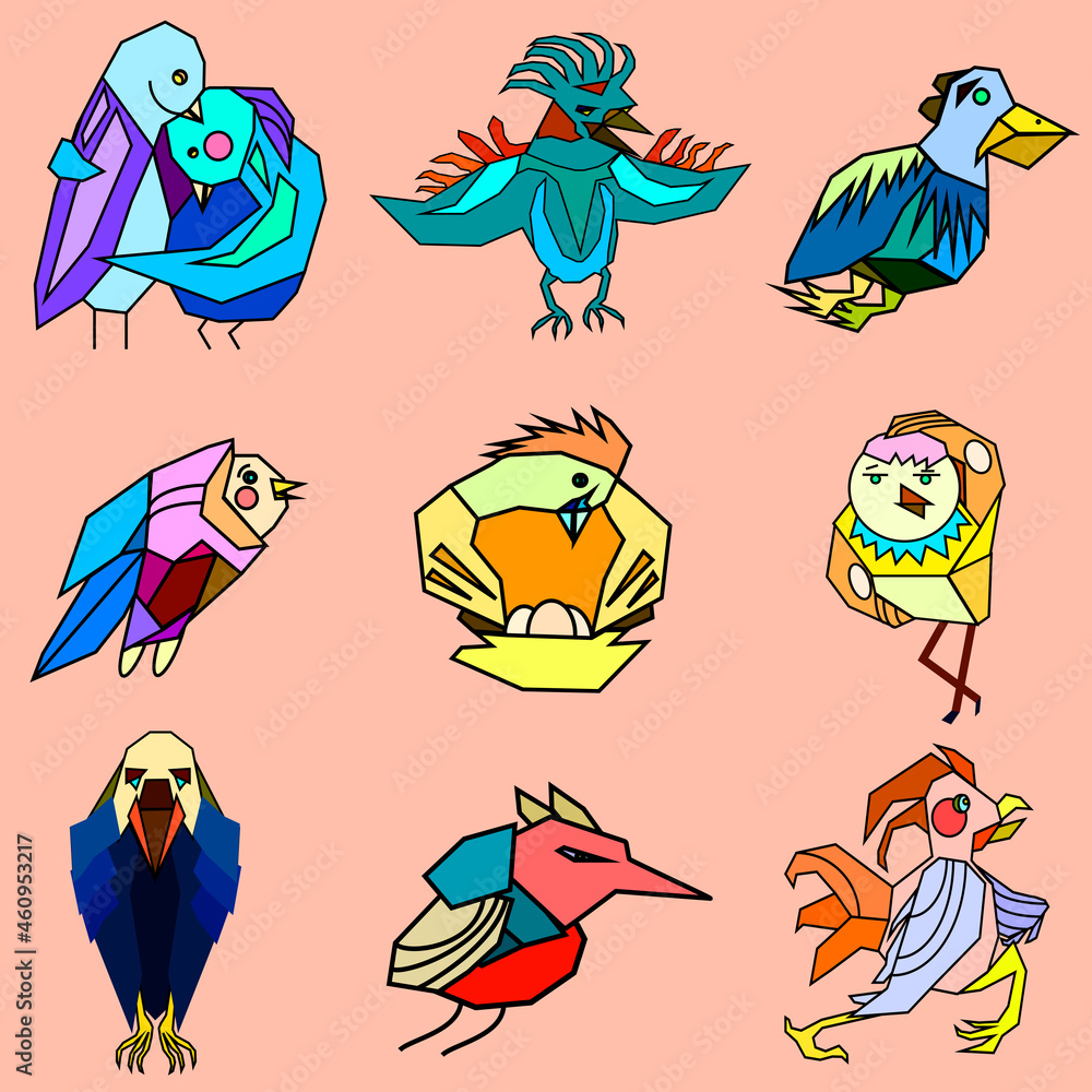 Obraz premium a set of bird images for stickers