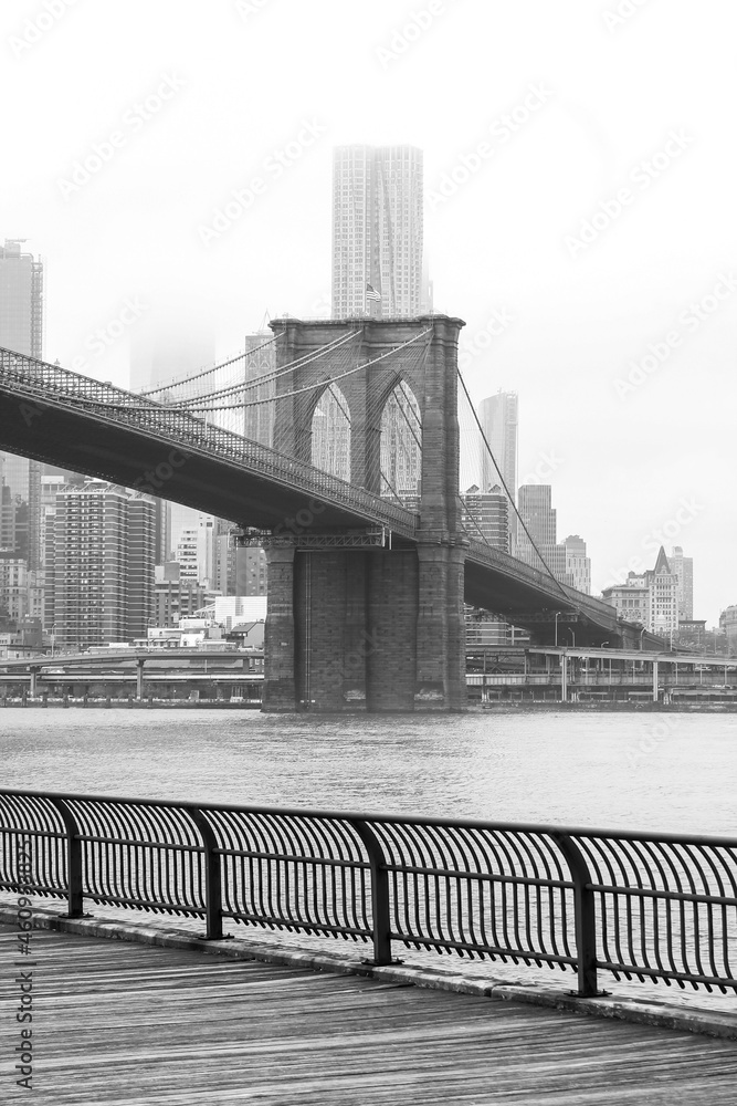 black and white view of bridge