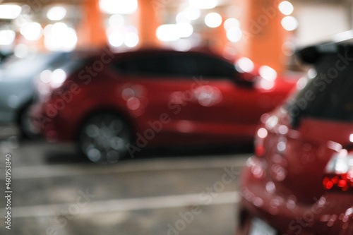 Car parking indoor of supermarket store blurred bokeh with tonned © themorningglory