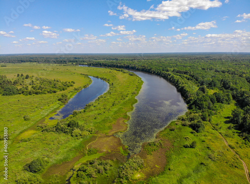 Aerial view of two small lakes (Kotelnich, Kirov region, Russia) photo