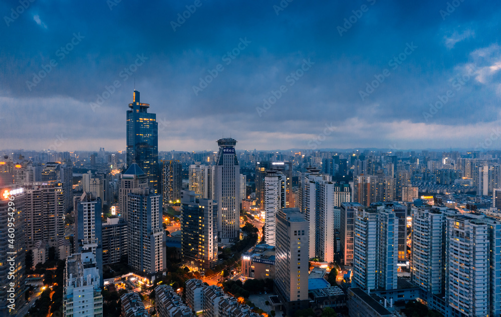 Night view of urban CBD in Nanning, Guangxi, China