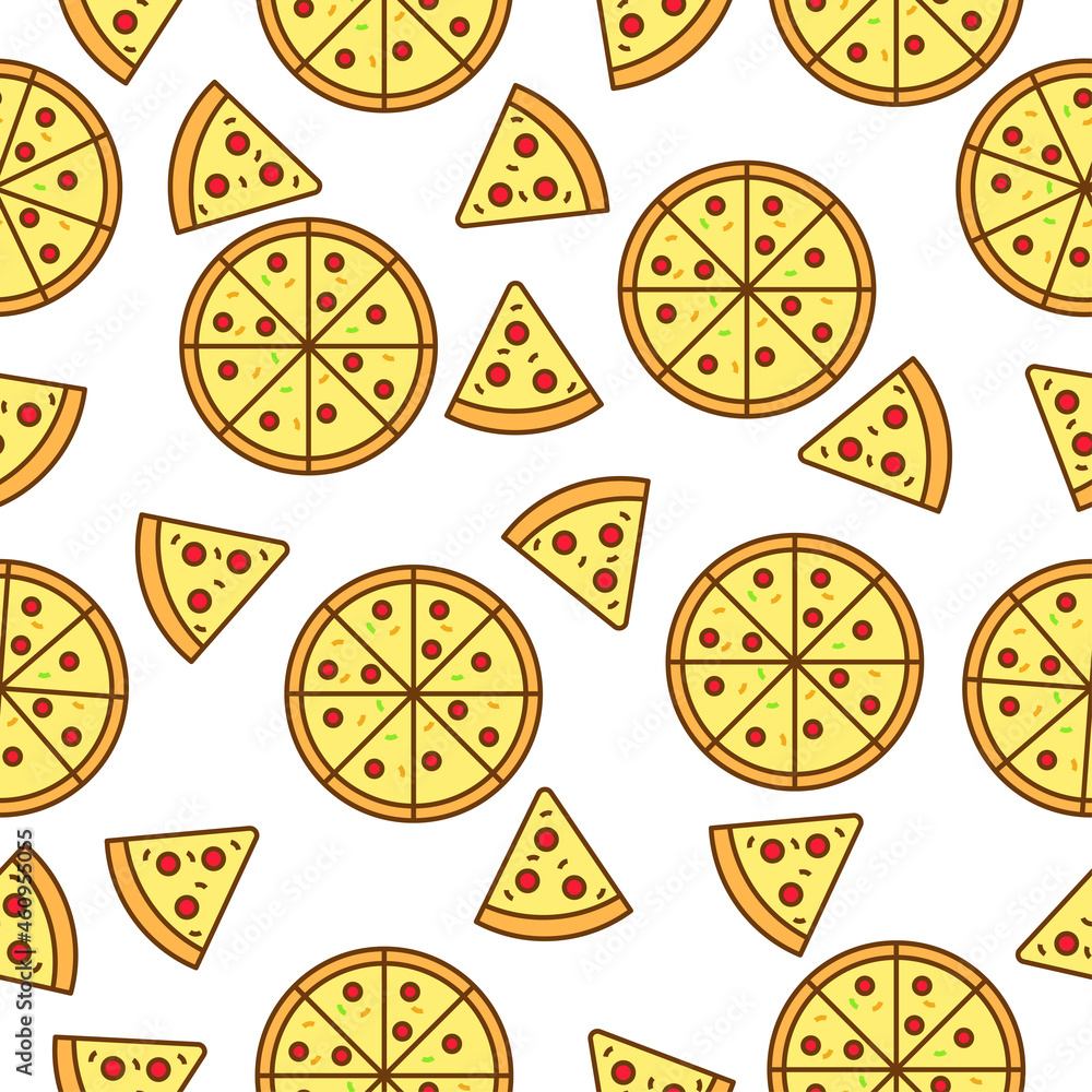 Pizza seamless pattern with a cute colorful design suitable for background or decoration