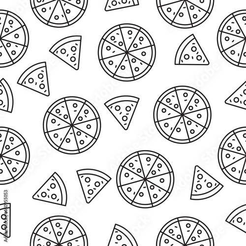 Pizza seamless pattern with doodle style suitable for background or decoration
