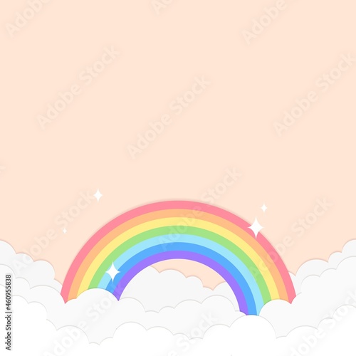 Rainbow background, 3d design, pastel orange design