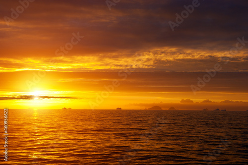 Golden sunset in antarctic sea. © Igor Chaikovskiy