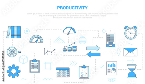 productivity concept with icon set template banner with modern blue color style