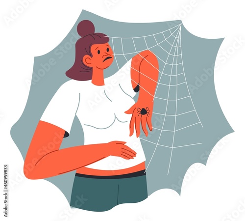 Arachnophobia fear of spiders and insects vector
