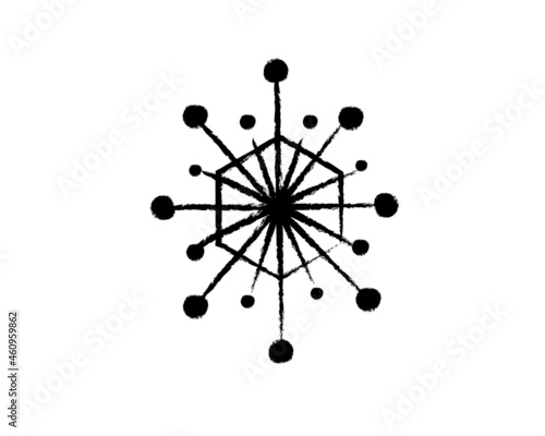 Vector illustration of a textured snowflake , for Christmas and New Year's design, isolated on a white background.
