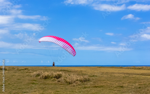 Décollage en parapente 