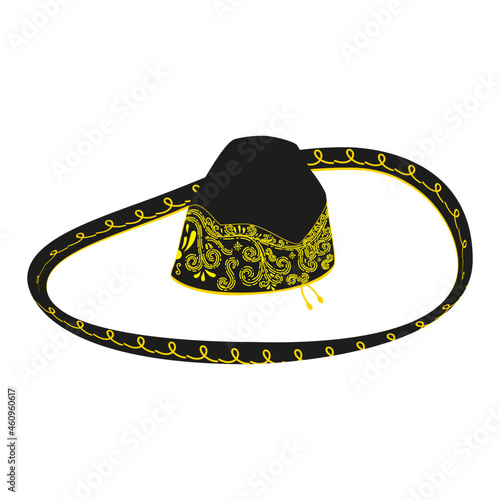 Sombrero charro. Mexican hat, Mariachi. Traditional mexican hat. Vector illustration.