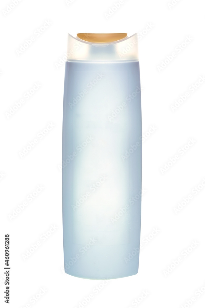 White plastic bottle on a white background, blank for design, place for text White plastic bottle on a white background, blank for design, place for text
