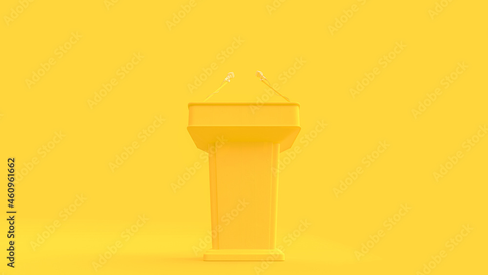 Yellow podium Minimal idea concept, 3D Render.