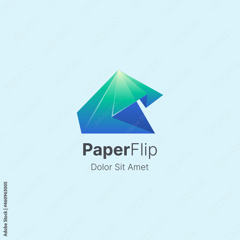 Letter a with paper flip origami logo Letter a with paper flip origami logo