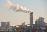 Smoke from the chimneys of the factory. Air pollution in the environment