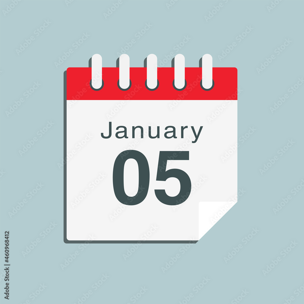 Icon day date 5 January, template calendar page Icon day date 5 January, template calendar page