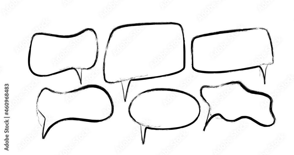 hand-drawn speaking bubble set rough brush stroke. hand-drawn speaking bubble set rough brush stroke.