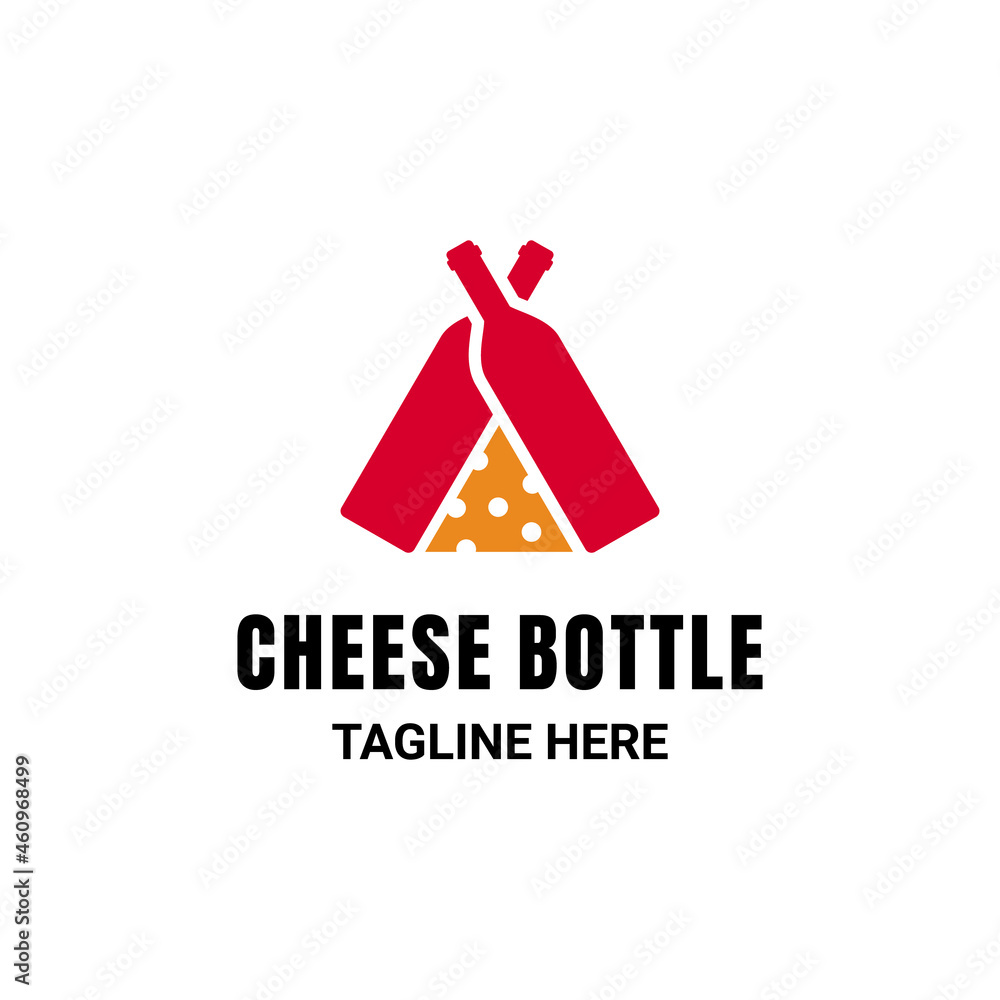 Cheese combination with bottle wine , flat minimalist vector logo design in background color white Cheese combination with bottle wine , flat minimalist vector logo design in background color white