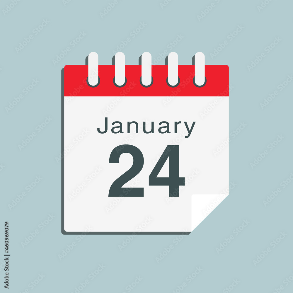 Icon day date 24 January, template calendar page Icon day date 24 January, template calendar page