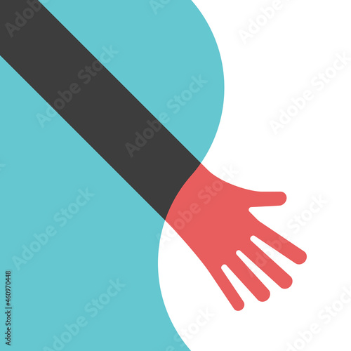 Hand grabbing buttocks of woman. Sexual harassment, unwanted touching and personal boundaries concept. Flat design. EPS 8 vector illustration, no transparency, no gradients