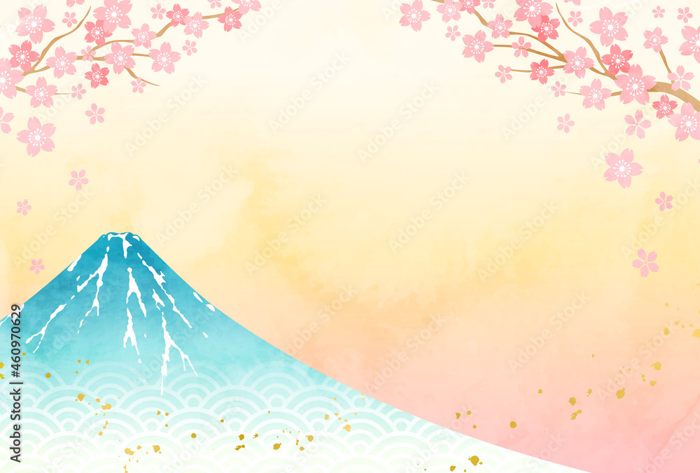 桜と富士山の水彩画のベクターイラスト背景 Stock Vector Adobe Stock 桜と富士山の水彩画のベクターイラスト背景 Stock Vector Adobe Stock