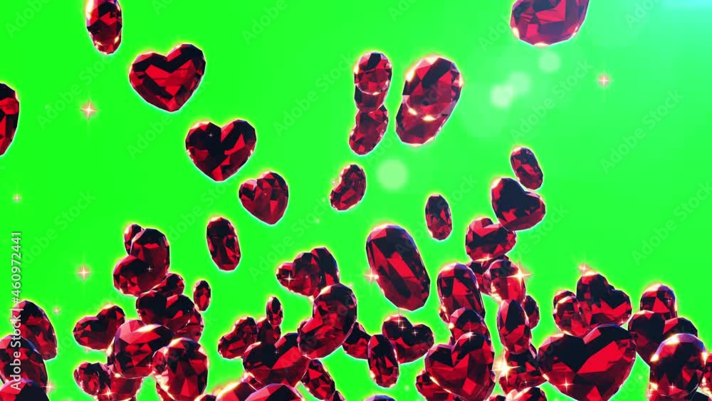 diamond heart loop animation green screen background Stock Video ...
