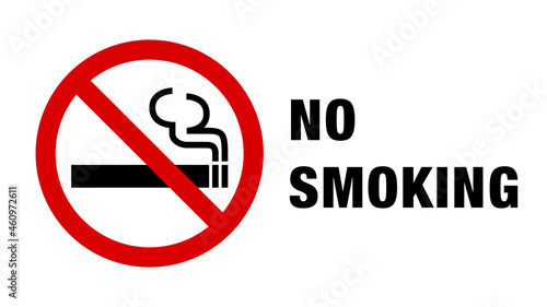 No smoking mark icon and the word “NO SMOKING” photo