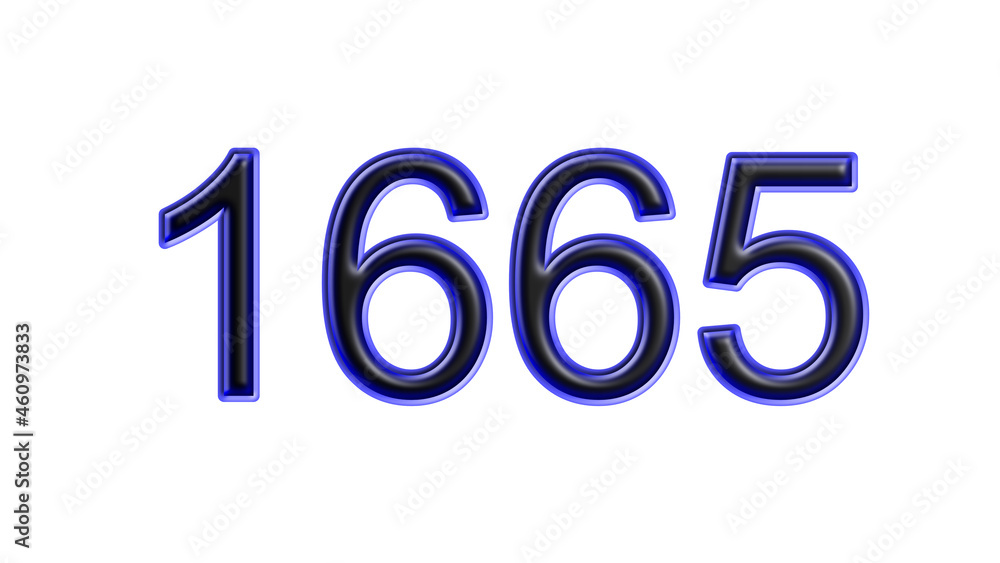 blue 1665 number 3d effect white background blue 1665 number 3d effect white background